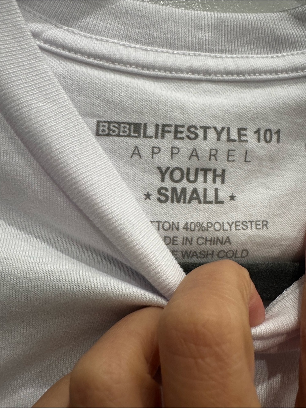 Youth White Short-Sleeve Tee with Blue Shield Graphic - Picture 4 of 8